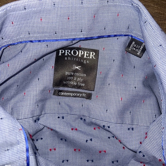 Proper Shirtings Pure Cotton Light Blue Mens Dress Shirt - Picture 3 of 9